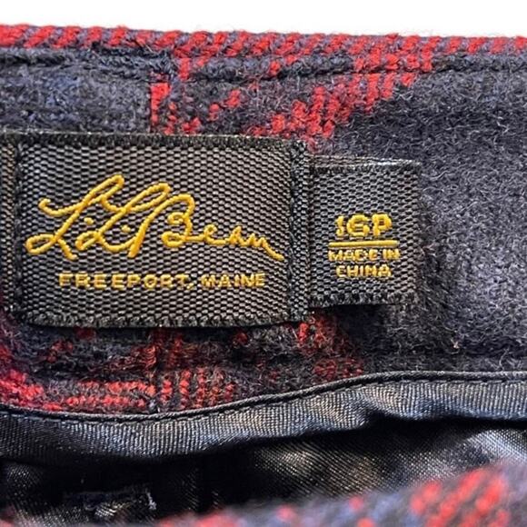 Vintage L.L. Bean Wool Plaid Pants Red Navy Size 16 Petite Excellent Condition - Picture 6 of 8